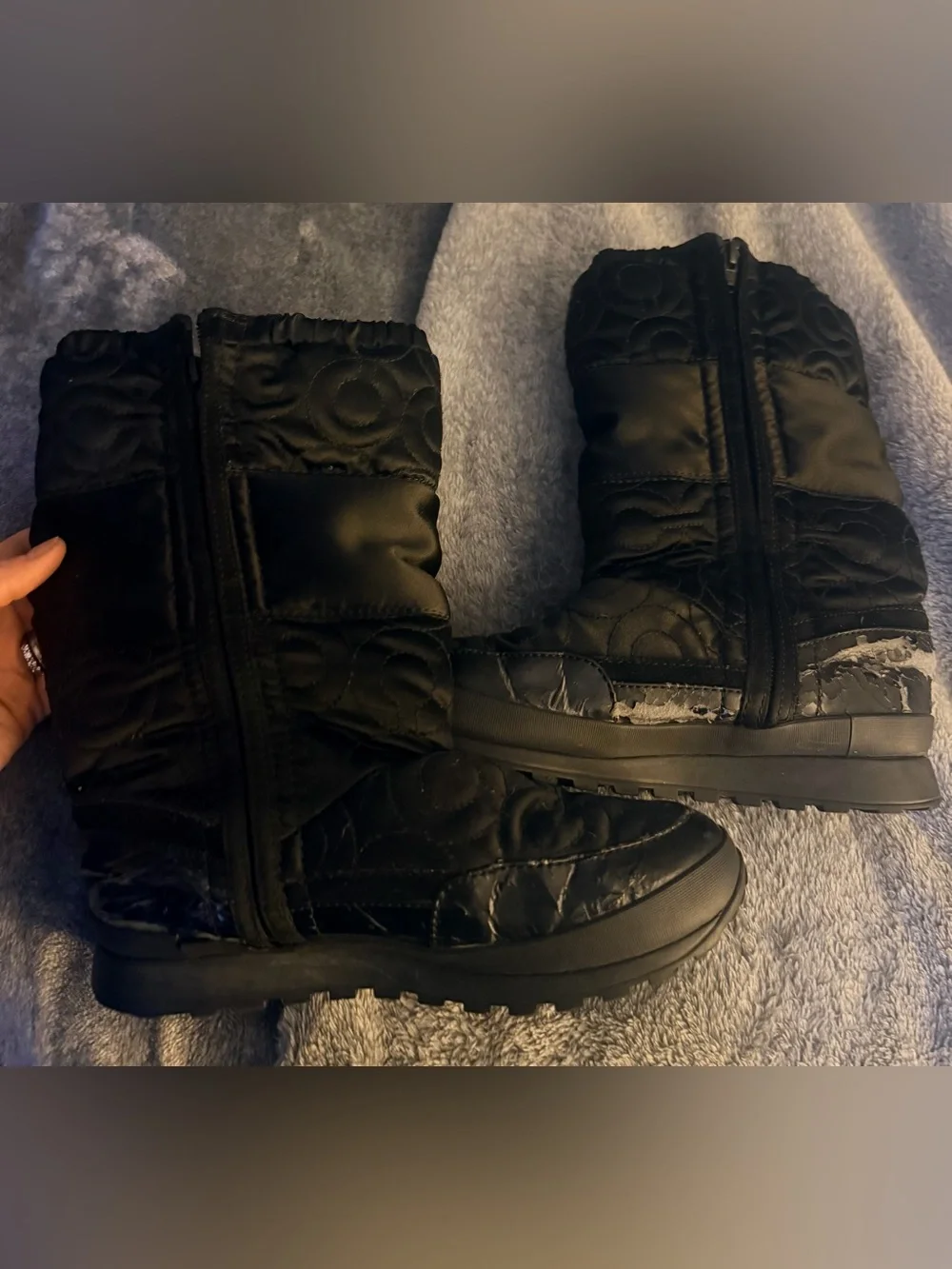 Coach Black Quilted Snow Boots Size 6